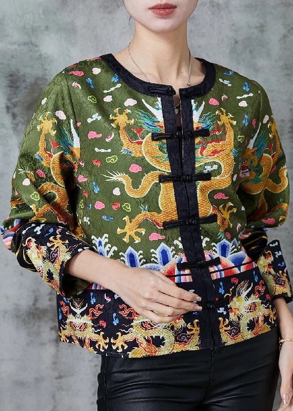 Fashionable, yet affordable women’s apparel Vintage Green Embroidered Patchwork Silk Coat Spring Fashionable, yet affordable women’s apparel Vintage Green Embroidered Patchwork Silk Coat Spring