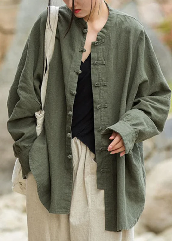 Refresh your wardrobe with trendy women’s apparel Vintage Green Stand Collar Chinese Button Patchwork Cotton Coat Fall Refresh your wardrobe with trendy women’s apparel Vintage Green Stand Collar Chinese Button Patchwork Cotton Coat Fall