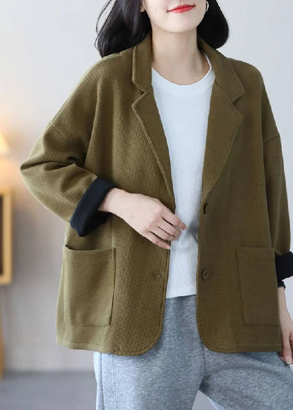 Feminine silhouettes for the modern woman Vintage Light Green Notched Collar Pockets Cotton Coats Spring Feminine silhouettes for the modern woman Vintage Light Green Notched Collar Pockets Cotton Coats Spring