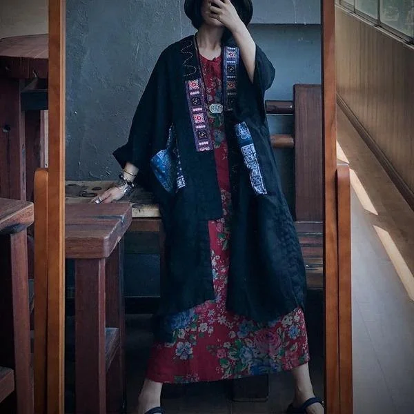 Versatile fashion for every type of woman Vintage Patchwork Long Trench Linen Coats 2020 Style Trench Retro Casual Open Stitch Versatile fashion for every type of woman Vintage Patchwork Long Trench Linen Coats 2020 Style Trench Retro Casual Open Stitch