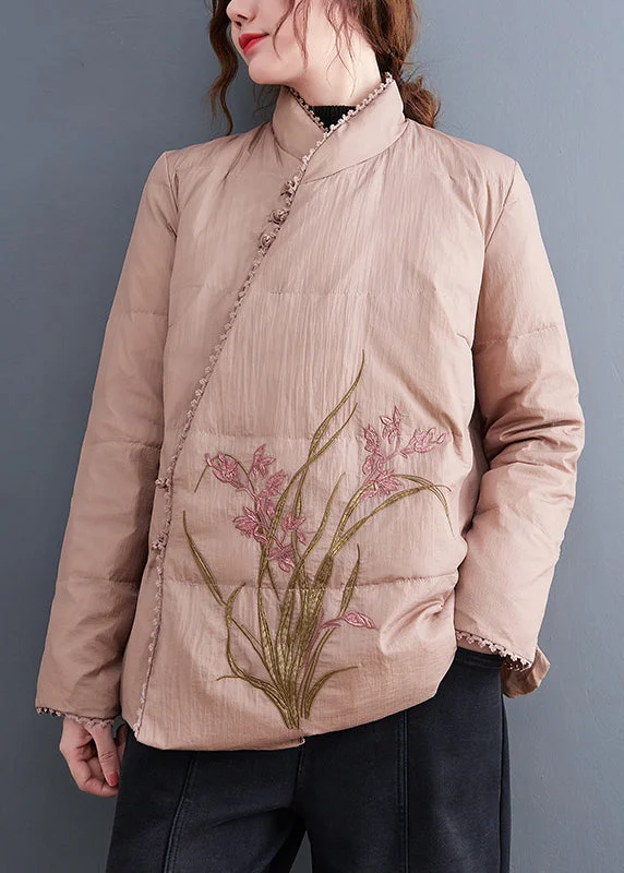Bold and beautiful clothing for every woman Vintage Pink Stand Collar Embroideried Fine Cotton Filled Jackets Winter Bold and beautiful clothing for every woman Vintage Pink Stand Collar Embroideried Fine Cotton Filled Jackets Winter