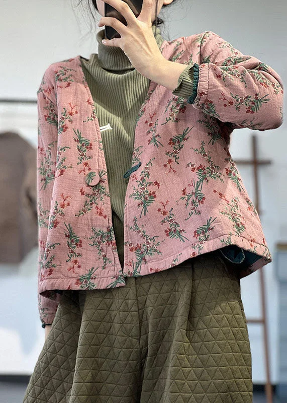 Curated collections for modern, fashionable women Vintage Pink V Neck Print Fine Cotton Filled Parka Jacket Winter Curated collections for modern, fashionable women Vintage Pink V Neck Print Fine Cotton Filled Parka Jacket Winter