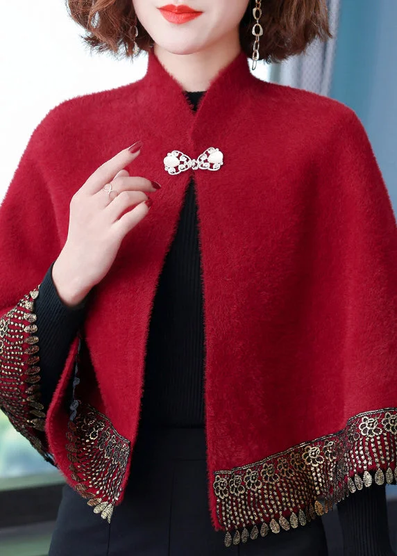 Create a timeless wardrobe with fashionable pieces Vintage Wine Red Stand Collar Tasseled Button Patchwork Mink Velvet Coats Fall Create a timeless wardrobe with fashionable pieces Vintage Wine Red Stand Collar Tasseled Button Patchwork Mink Velvet Coats Fall
